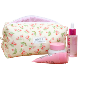 Cream Floral Makeup Bag