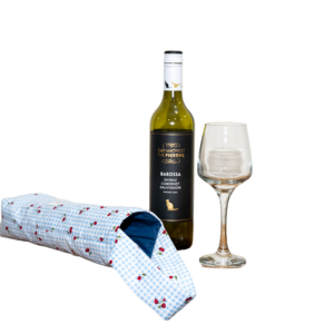 Blue Gingham with Strawberry Wine Tote