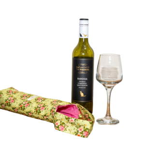 Green and Pink Floral Wine Tote