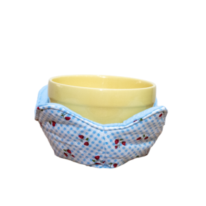 Blue Gingham with Strawberry Bowl Cosy