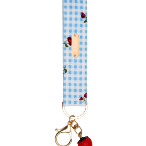 Blue gingham with Strawberry Keychain