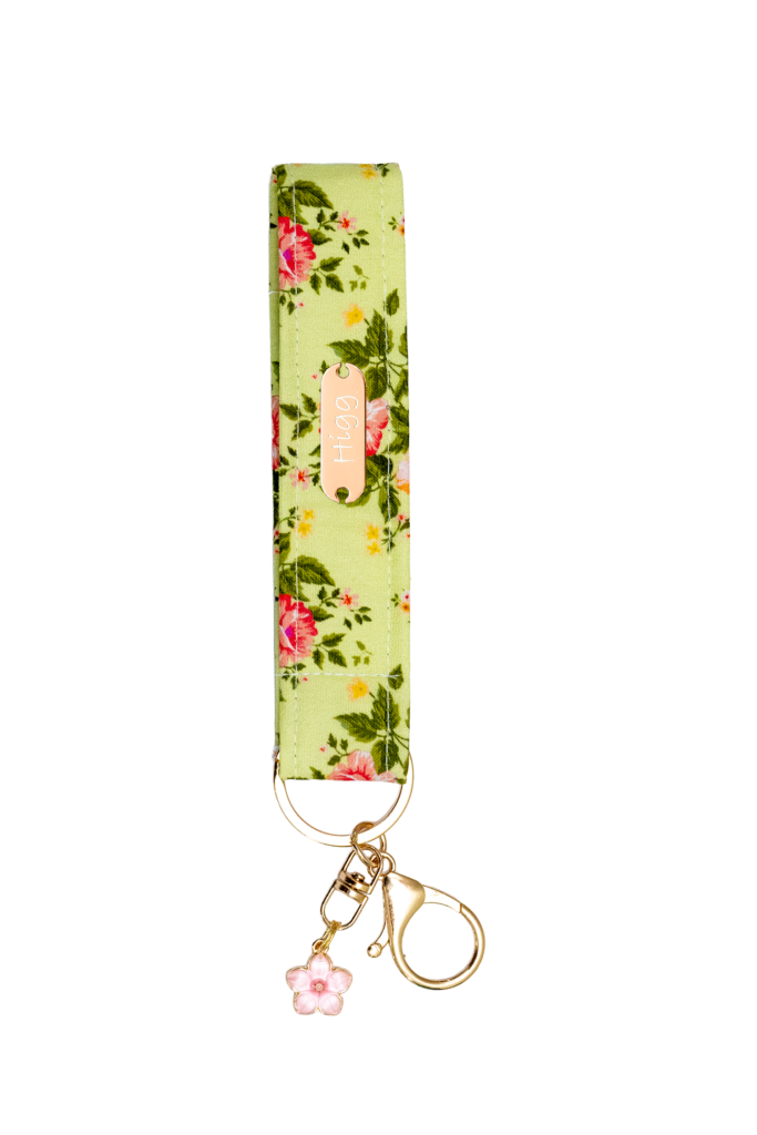 Green and Pink Floral Keychain