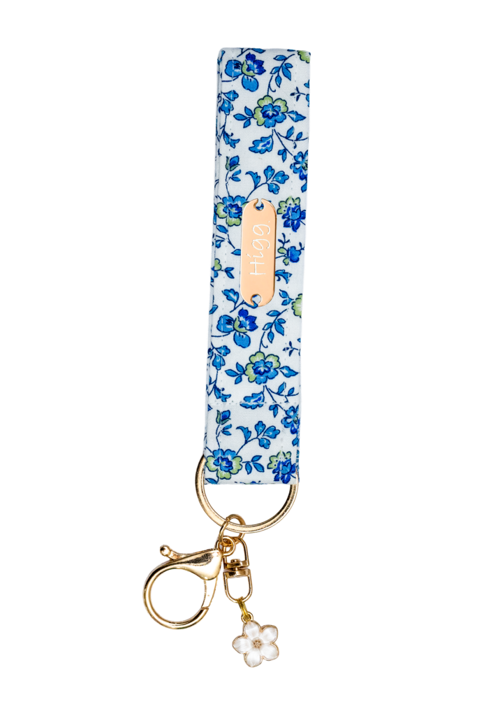 Blue Floral Keychain