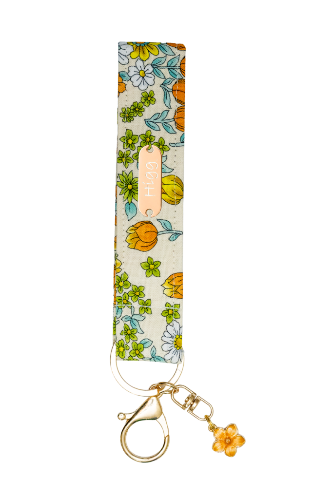 Orange Floral Keychain