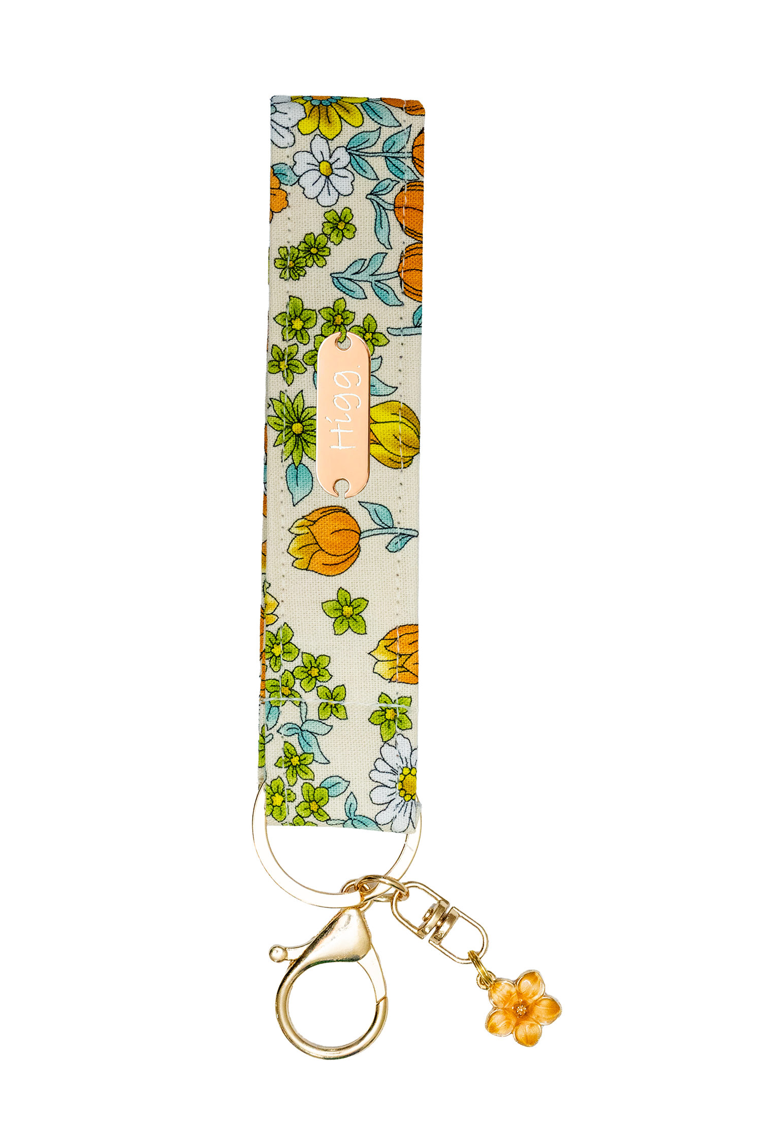 Orange Floral Keychain