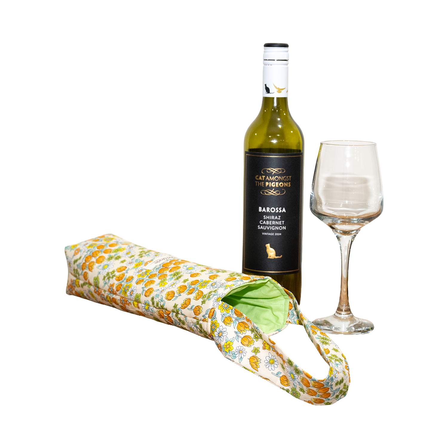 Orange Floral Wine Tote